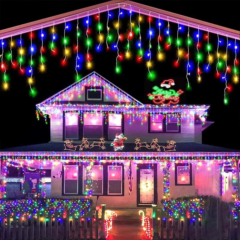 Luci per ghiaccioli per tende solari Luci decorative per grondaie per esterni 8 modalità di illuminazione Stringa di lucine da giardino per matrimoni, feste di Natale