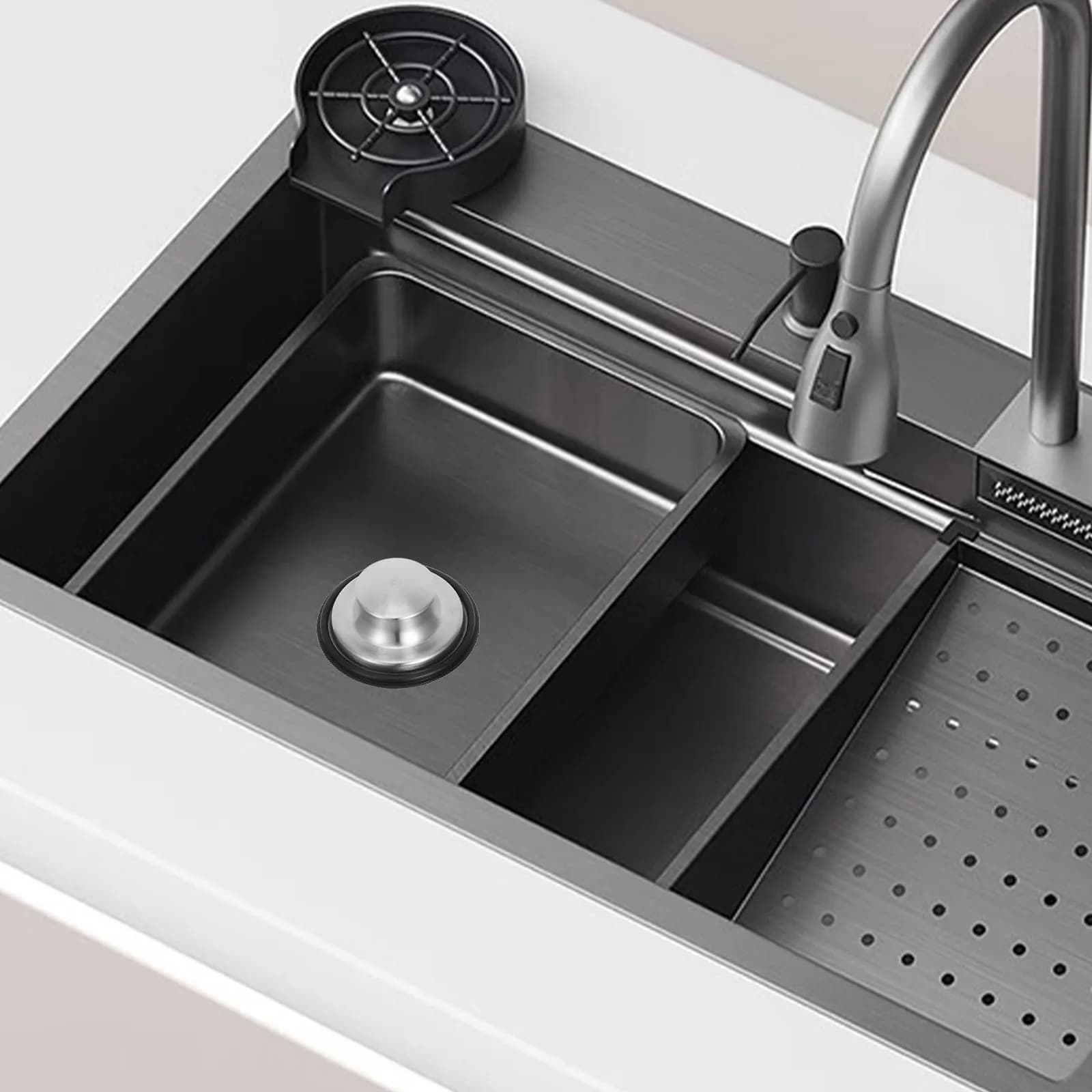 Stainless Steel Kitchen Sink Strainer Drain Filter Plug Basket Stopper Cover for Food Waste Catching