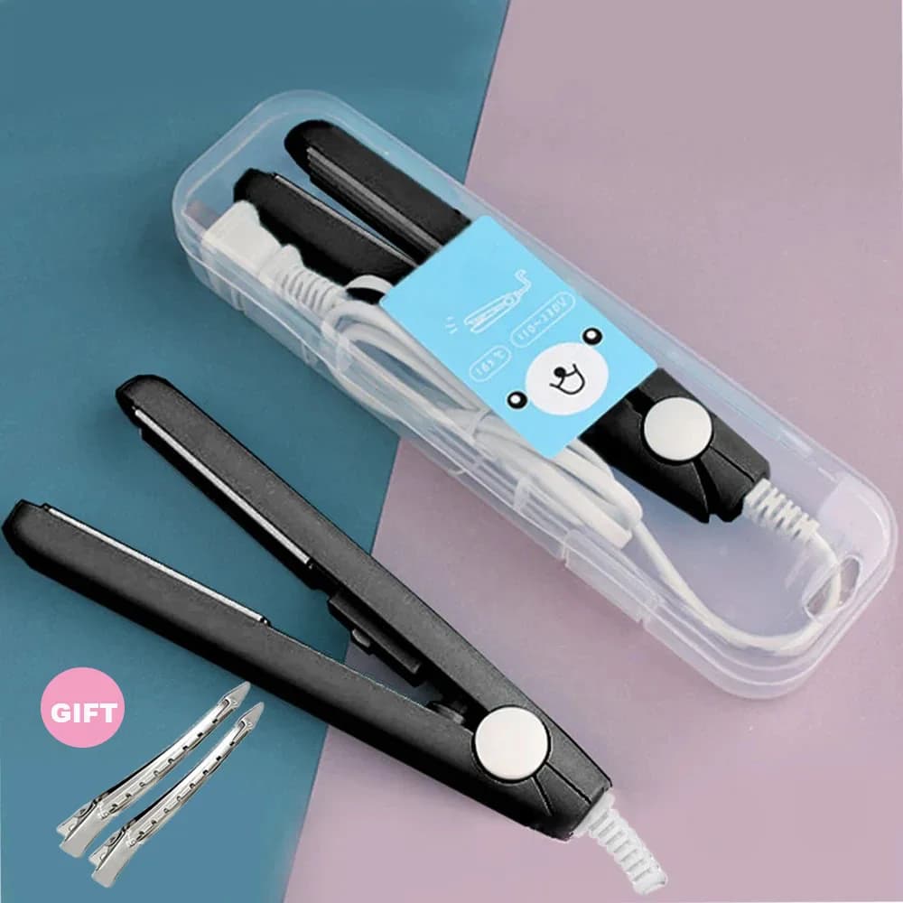Mini stem flat iron hair plate wand curl ceramic curl straight tool for hair styling for double purpose With hair clip