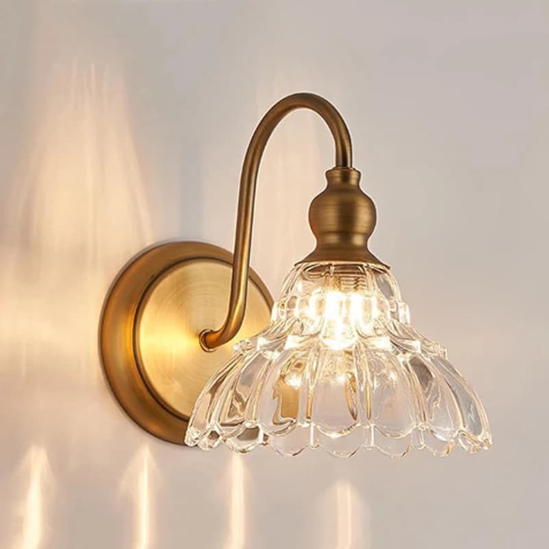 Lampada da parete in vetro di cristallo europeo moderna creativa oro bagno camera da letto lampada da comodino corridoio luci da parete specchio faro