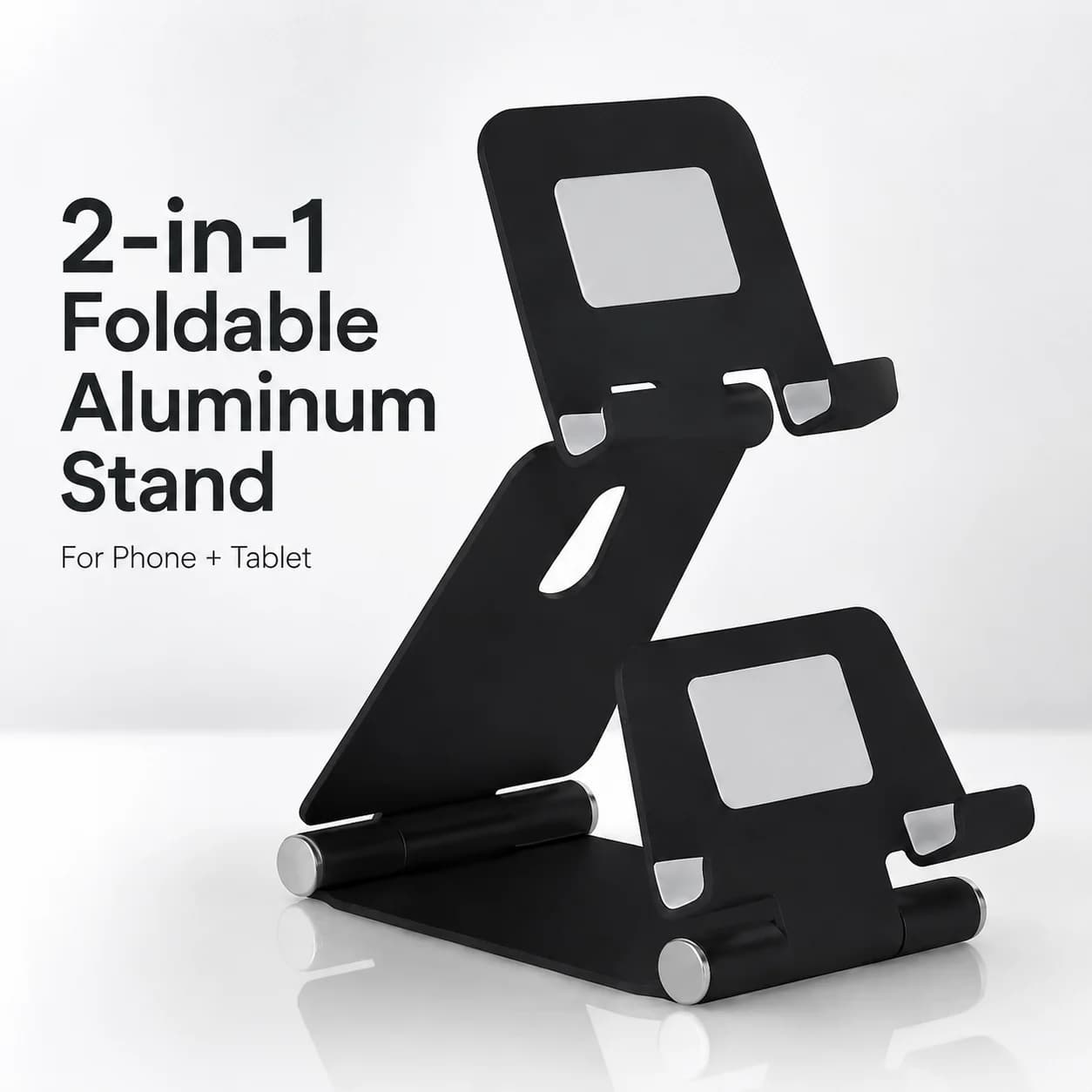 2-in-1 Dual Layer Adjustable Aluminum Foldable Tablet&Phone Stand Desktop Portable Holder Cradle for iPad iPhone Android
