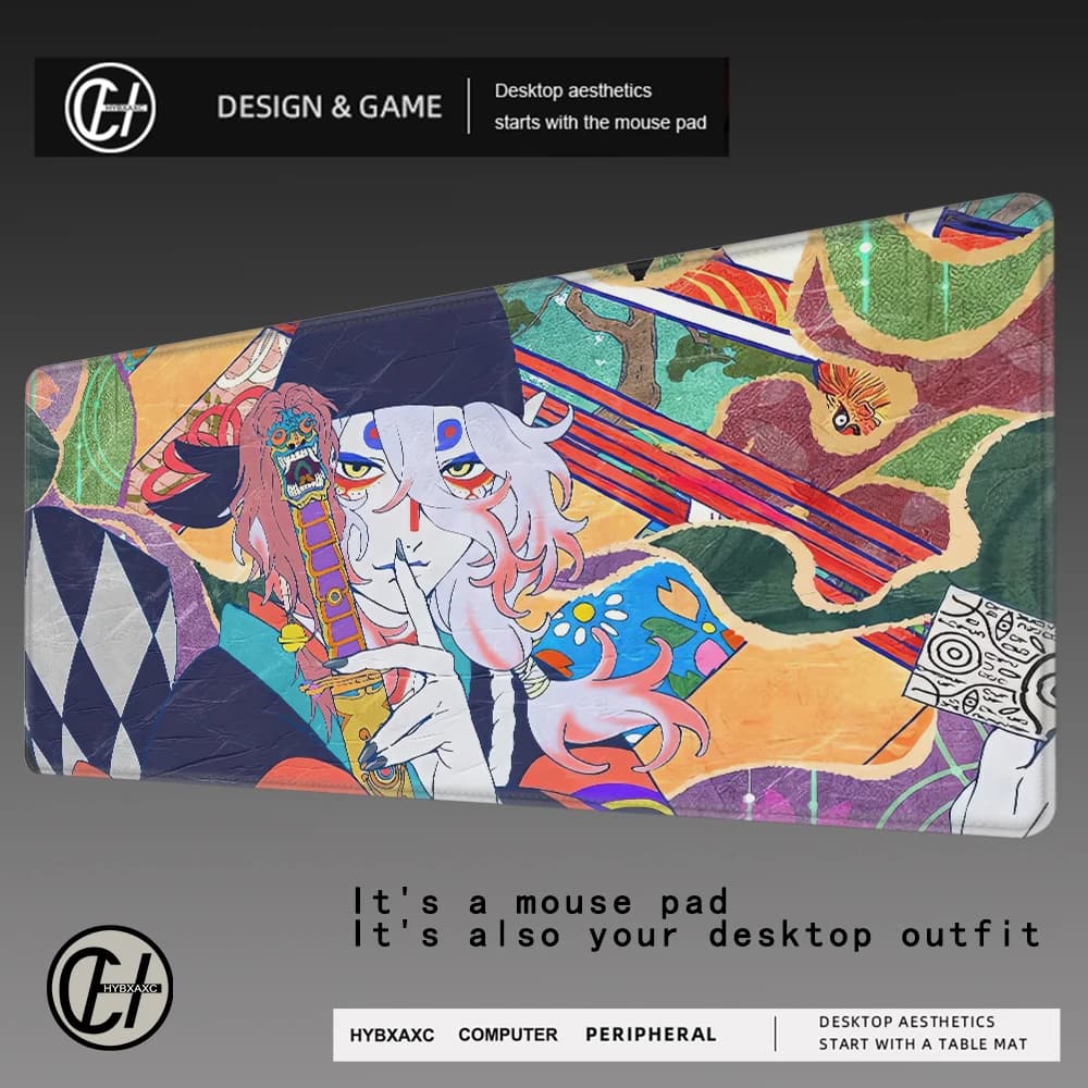 Tappetino per mouse mononoke stile giapponese Ukiyo-e Tappetino da tavolo Gaming XXL Anime Mousepad Tappeto per tastiera Tappetino per desktop