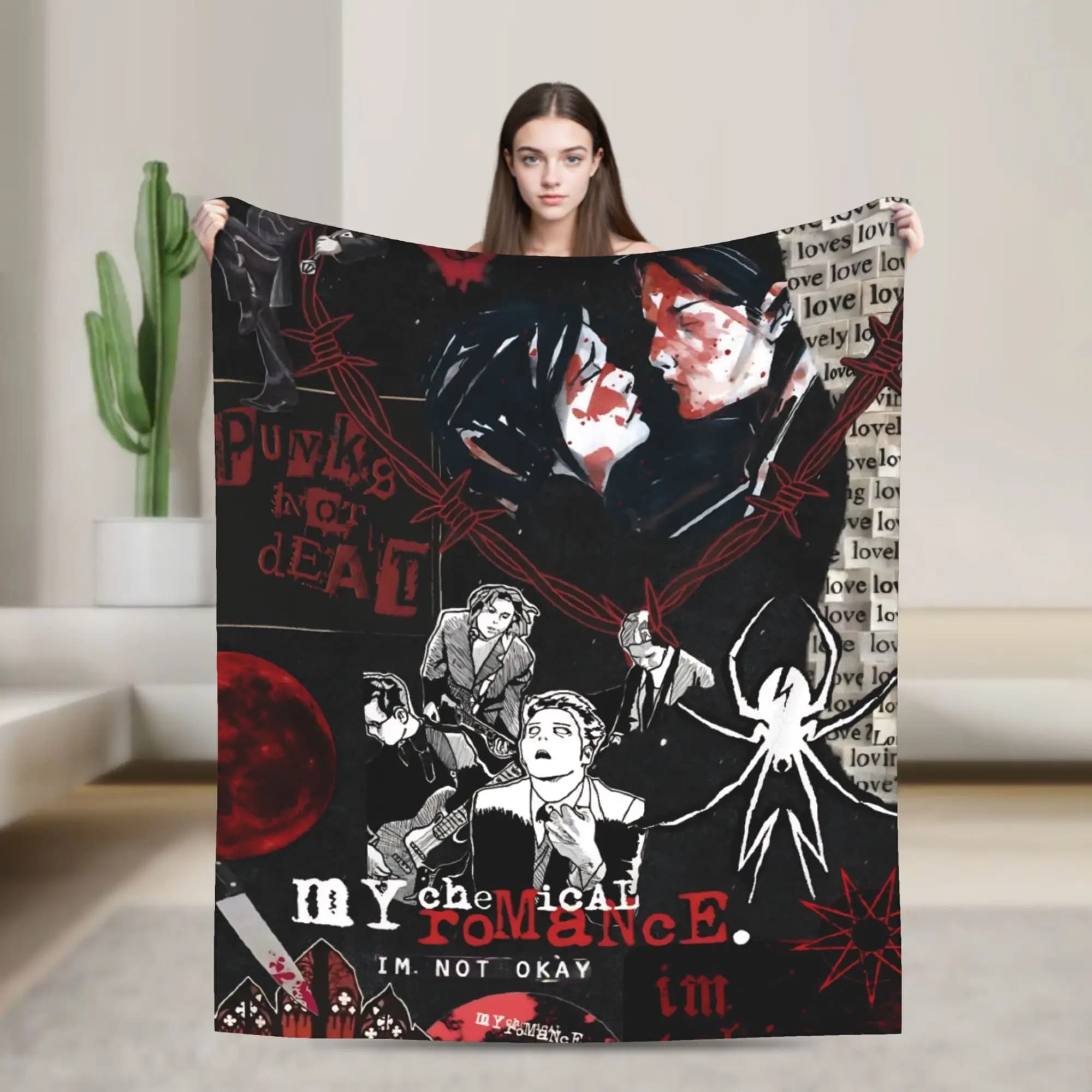 My Chemical Romance Warm Soft Blankets Airplane Travel Plush Throw Blanket Funny Couch Chair Flannel Bedspread Sofa Bed Cover