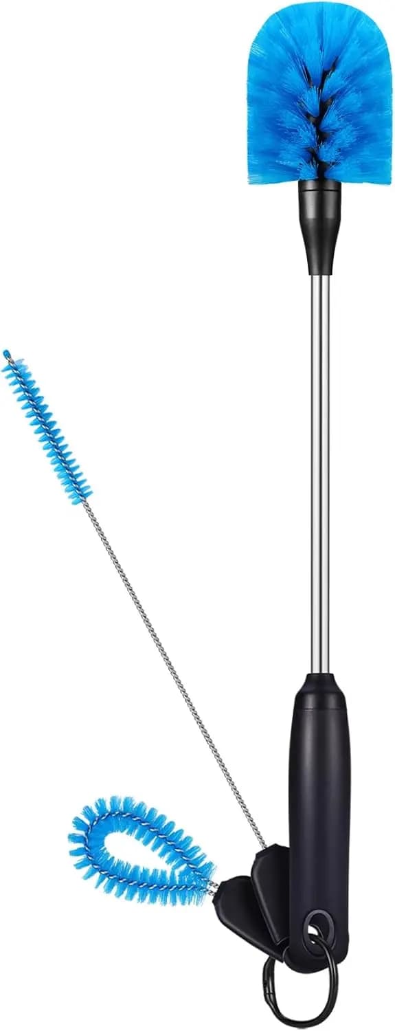 Set di spazzole per bottiglie 3 in 1 in acciaio inossidabile, manico lungo con testa sostituibile per bottiglie d'acqua, bicchieri, tazze