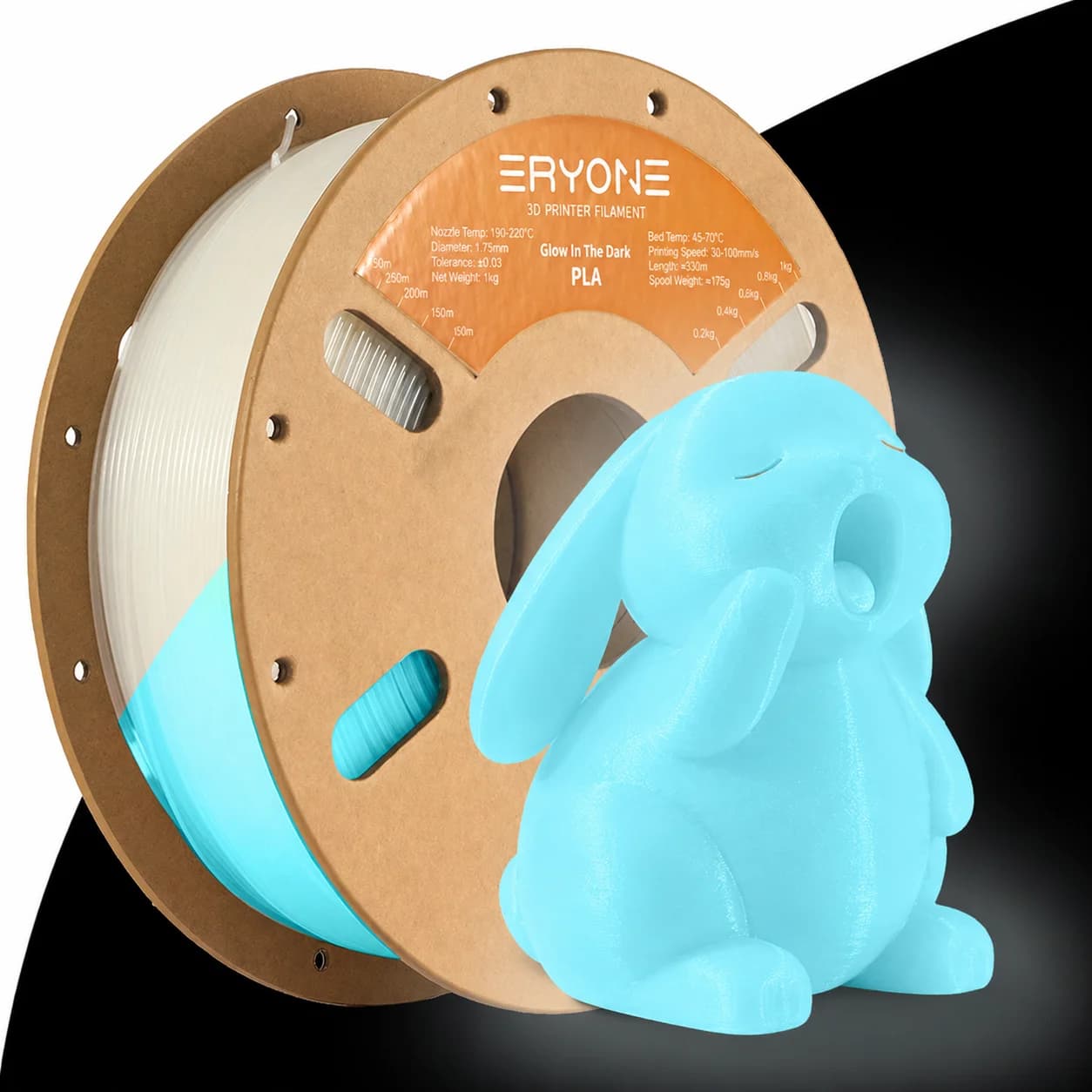 ERYONE Glow in the dark PLA Filament,3D Printer Filament 1.75mm +/-0.03mm Fit Most FDM Printers