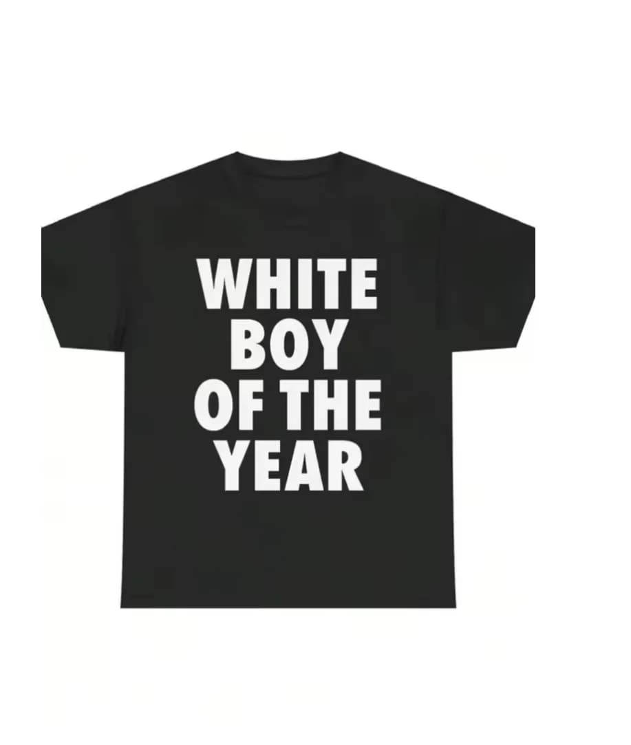 White Boy of The Year Text T-Shirt Women 2026 Funny Meme Graphic Tees Bold Streetwear Short Sleeve Tops