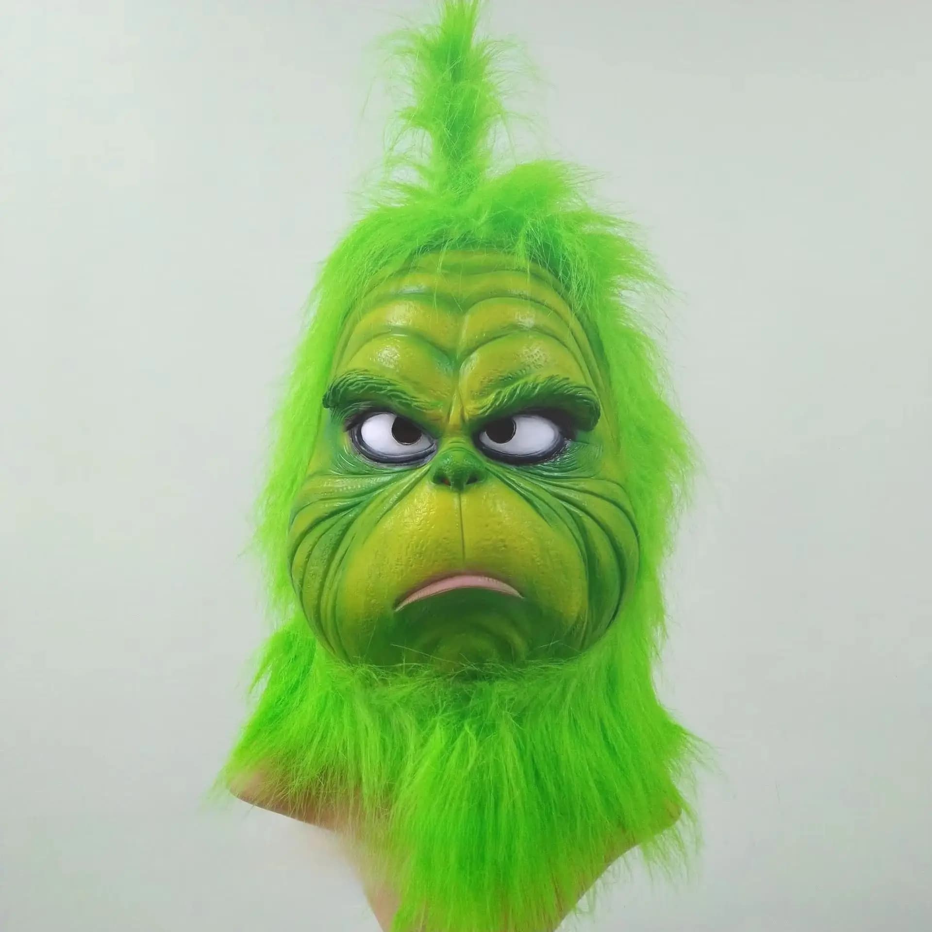 Maschera di mostro dai capelli verdi Pelliccia Cosplay Masque Halloween Anime Copricapo in lattice Guanto Tema Grinch - Unisex