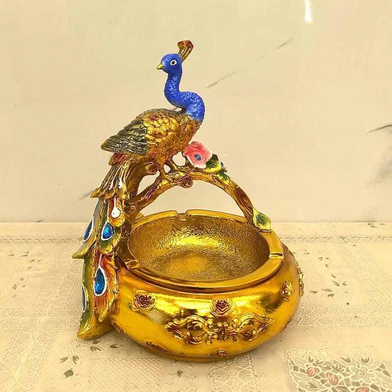 European-style gold-plated peacock fruit plate, living room, household light luxury coffee table ornament, dried fruit candy pla