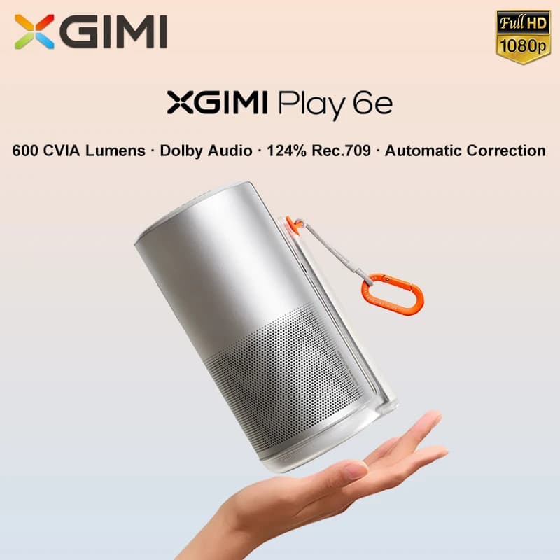 XGIMI Play6e Proiettore DLP 1080P PTZ Mini Portatile con Audio Dolby, Proiettore 4K per Campeggio, Home Theater Full HD, Smart TV Android con MEMC