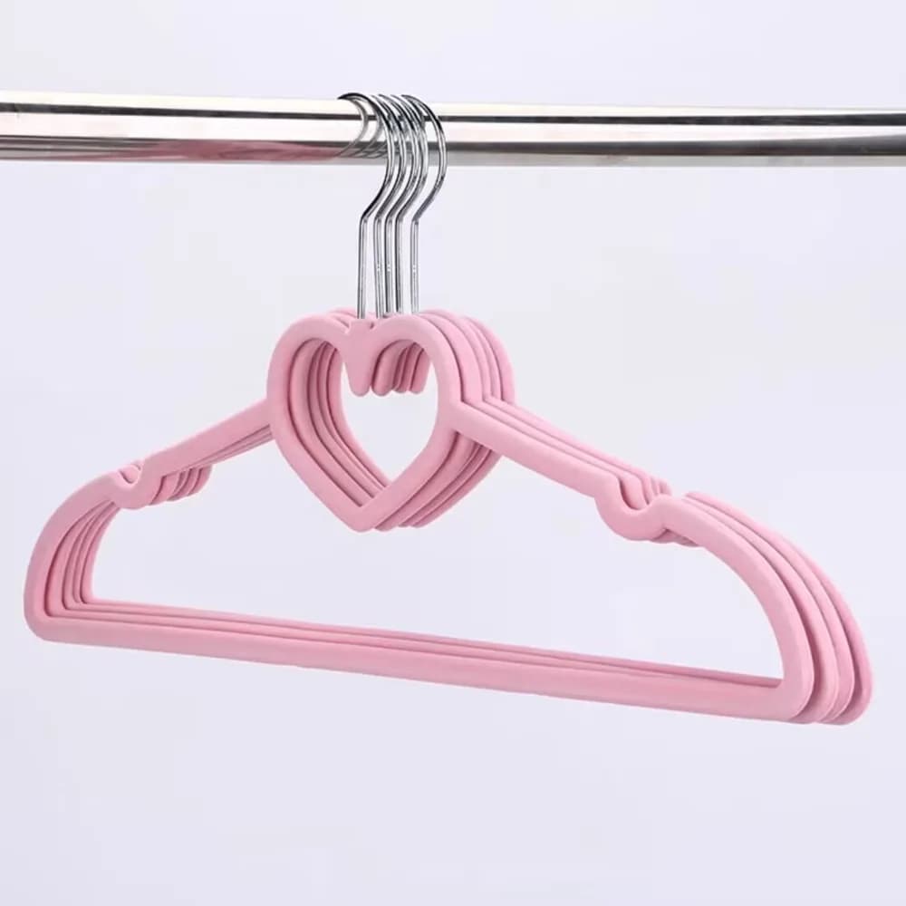10pcs/lot 42cm Cute Velvet Hangers with Heart Design, Clothes Drying Rack, Coat Hanger