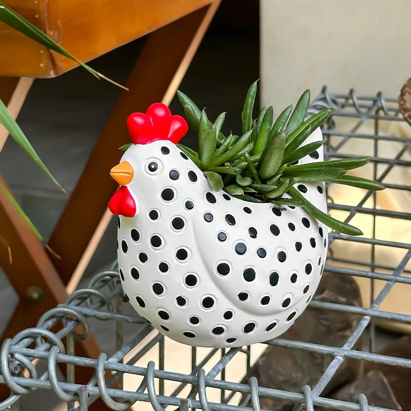 Vase for Flowers to Gallina Maculata Shape Funny, Rooster Shape Decorative Vase for Garden, Courtyard, Farm, Gift