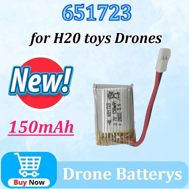3.7V 150mAh 651723 per H20 S8 M67 U839 RC Quadcopter Elicottero Pezzi di ricambio Batteria LiPo per H20 Giocattoli Droni Batterie