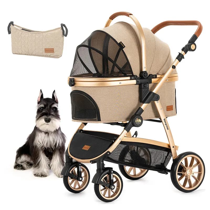 3 in 1 Pet Stroller for Medium Small Dogs Luxury Large Cat with Detachable Carrier for Puppy Kitty Doggie