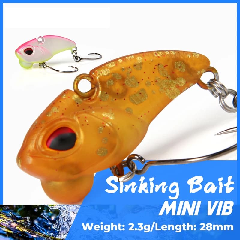 Esca da Pesca VIB Affondante 2.3g 28mm, Wobbler Crankbait, Mini Esca Vibrante per Acque Dolci, Bass, Luccio, Trota, Persico