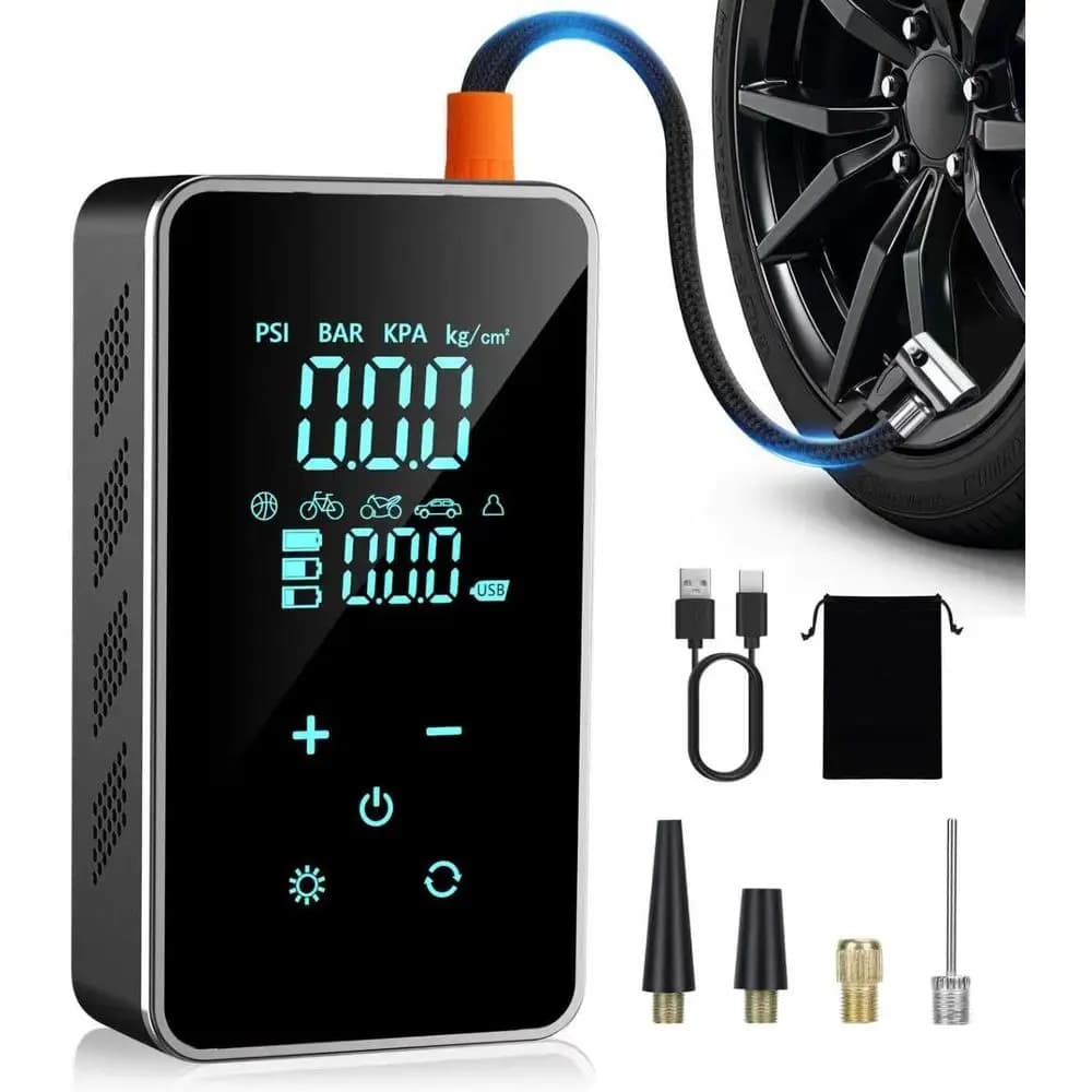 Compressore d'aria portatile 150 PSI per auto, bici, moto, palloni con manometro touch e luce, pompa pneumatici 3X Aster Iation
