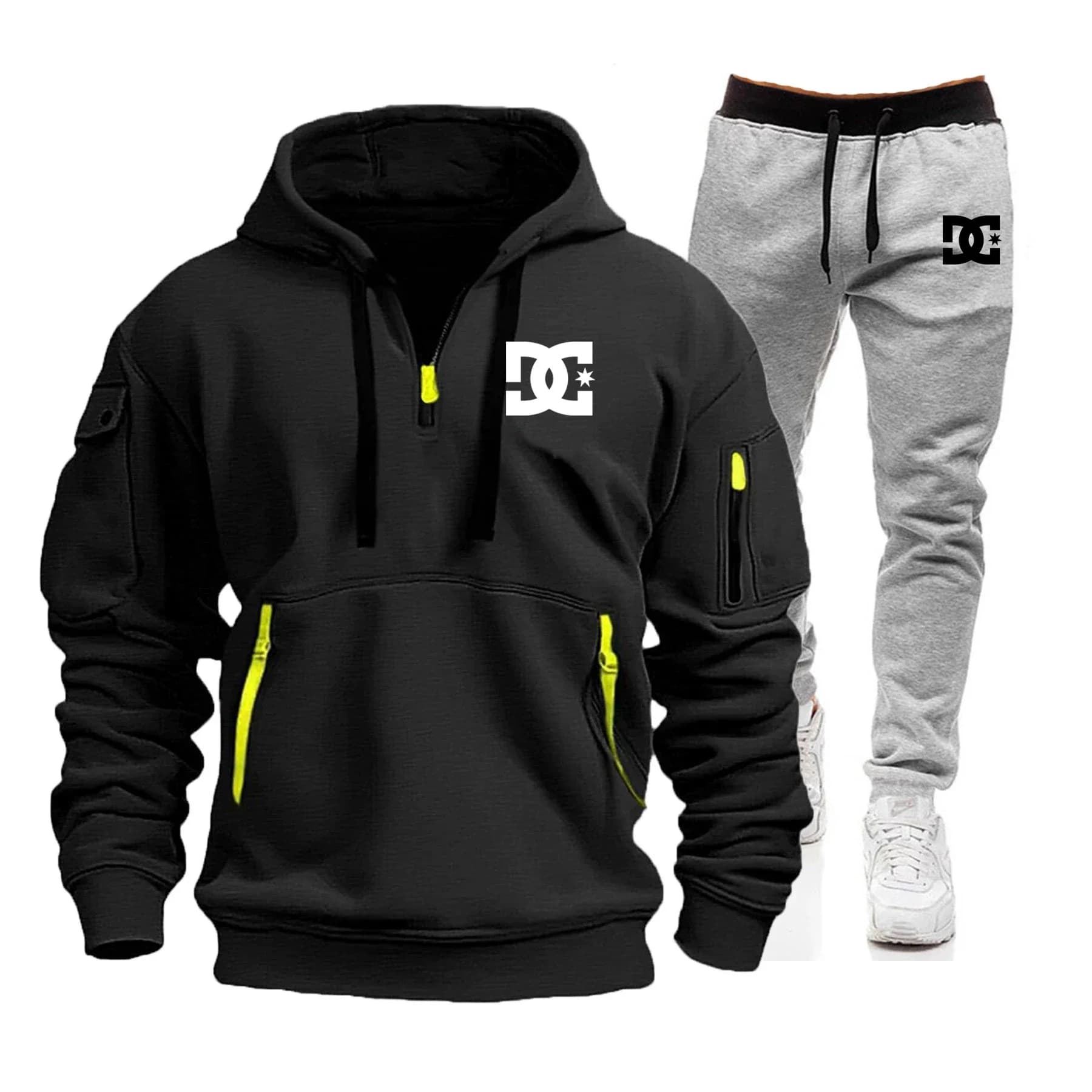 2025 Nuovo set casual da uomo autunno e inverno, una felpa con cappuccio da uomo alla moda all'aperto e un set da 2 pezzi con pantaloni da jogging