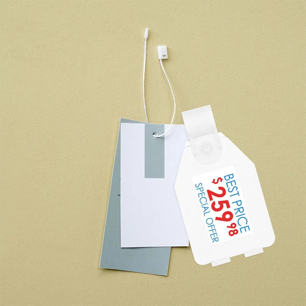 50 Pezzi Portaetichette in Plastica Semi-Trasparente, Etichette Adesive Trasparenti per Scaffali, Clip per Etichette per Cestini in Rete, Porta Cartellini per Negozi al Dettaglio