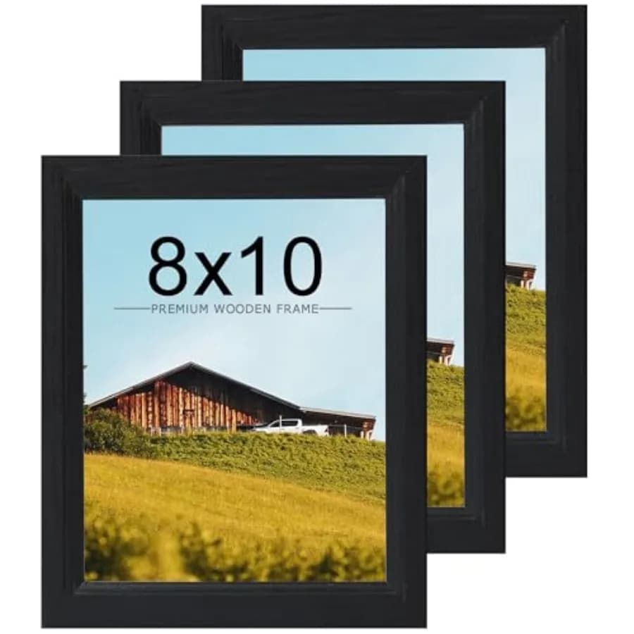 Set di 3 cornici per foto 8x10, cornici in legno nere, da appendere verticalmente e orizzontalmente a parete o su tavolo, Studio Gal