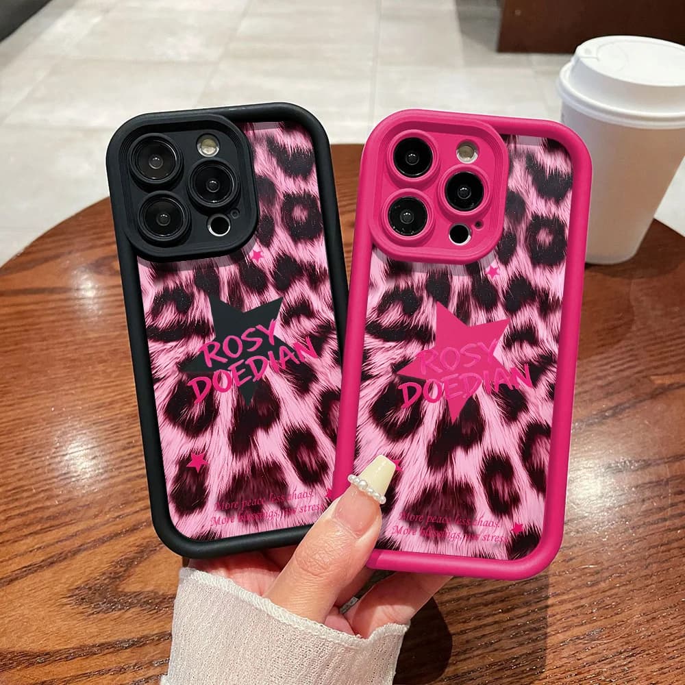 Fashion Pink Leopard Print Phone Case For iPhone 17 Pro Max 17 16 13 15 14 12 11 8 7 XS SE Air 13 Mini 16e Case Cover Shockproof