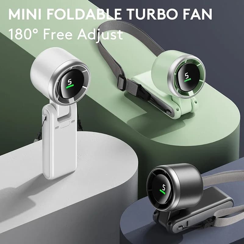 Appeso al collo Esterno Pieghevole da 180 gradi Desktop Mini Ventilatore Elettrico Tenuto in Mano Pieghevole ad Alta Velocità Potente Turbo Ventilatore 2025