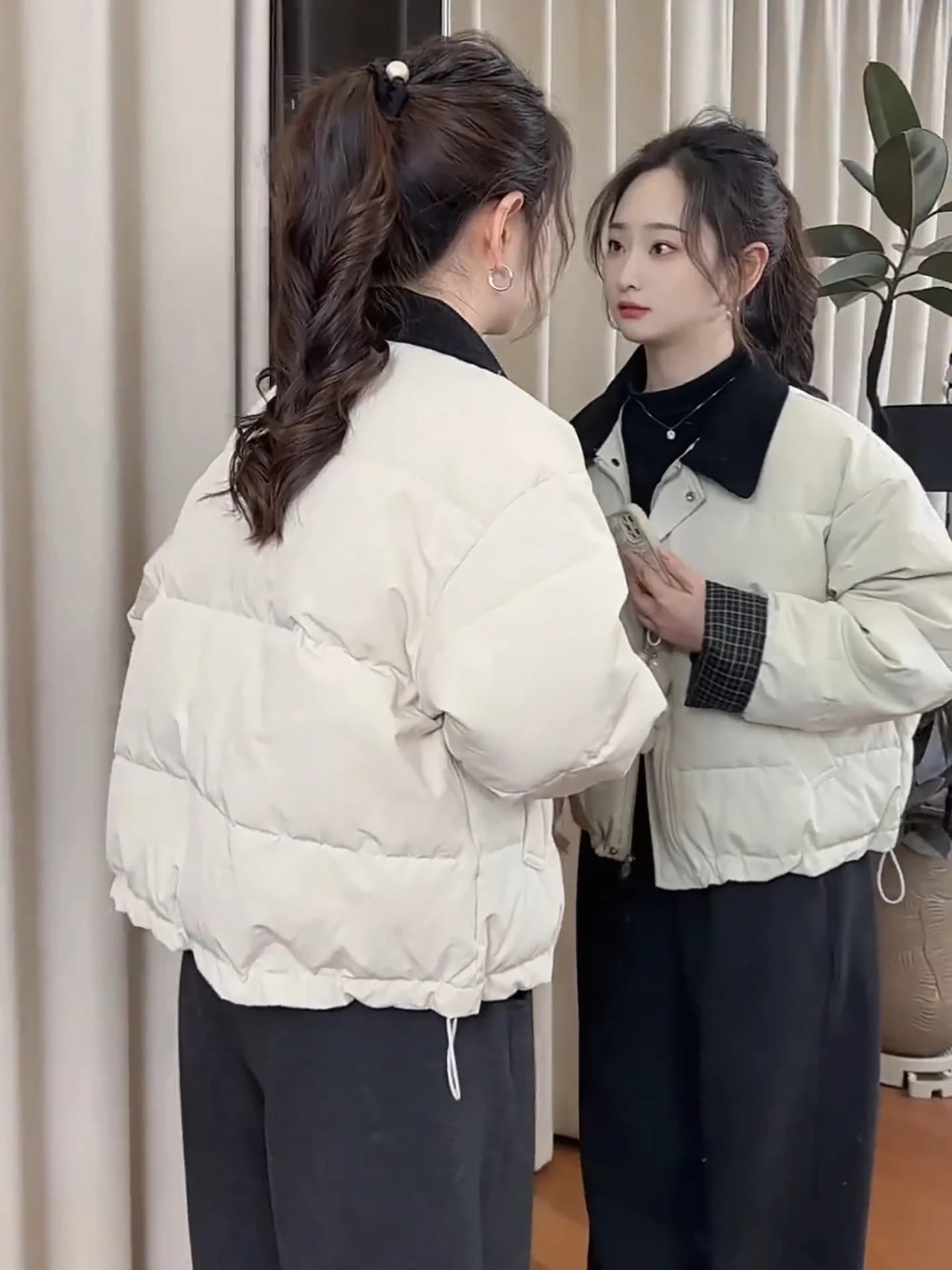 Fashionable Versatile Short Thickened down Cotton Jacket Women's Collar Casual Loose Winter New Style Knot