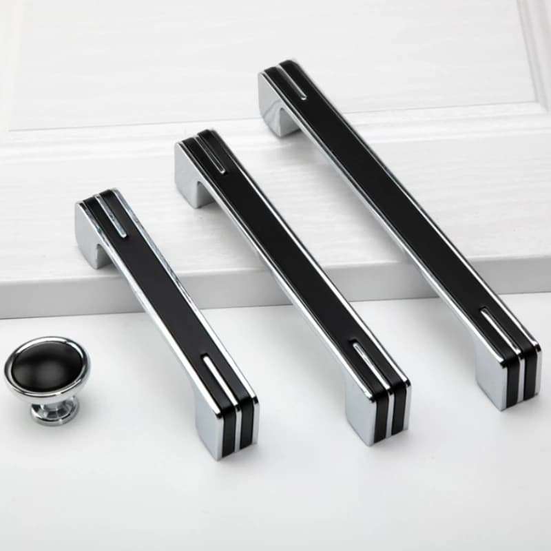 Maniglia per armadio con cassetto nero argento Maniglia per armadio quadrato Hardware per cucina Manopola per porta in lega di zinco stile nordico