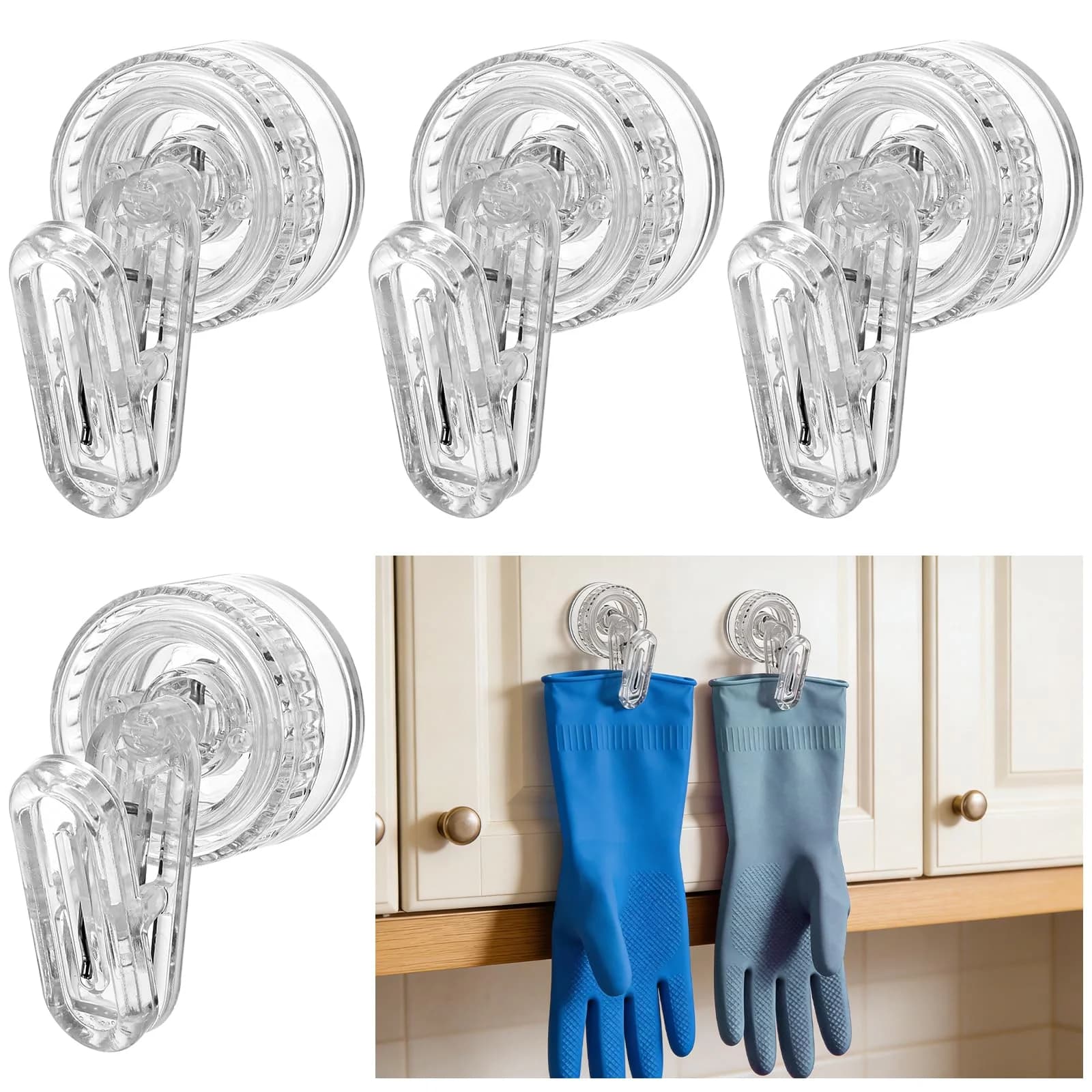 1Pc Waterproof Rotating Suction Cup Storage Clip No Drill Seamless Hook Glove Hanger Strong Load Bearing Holder Organizer Bath