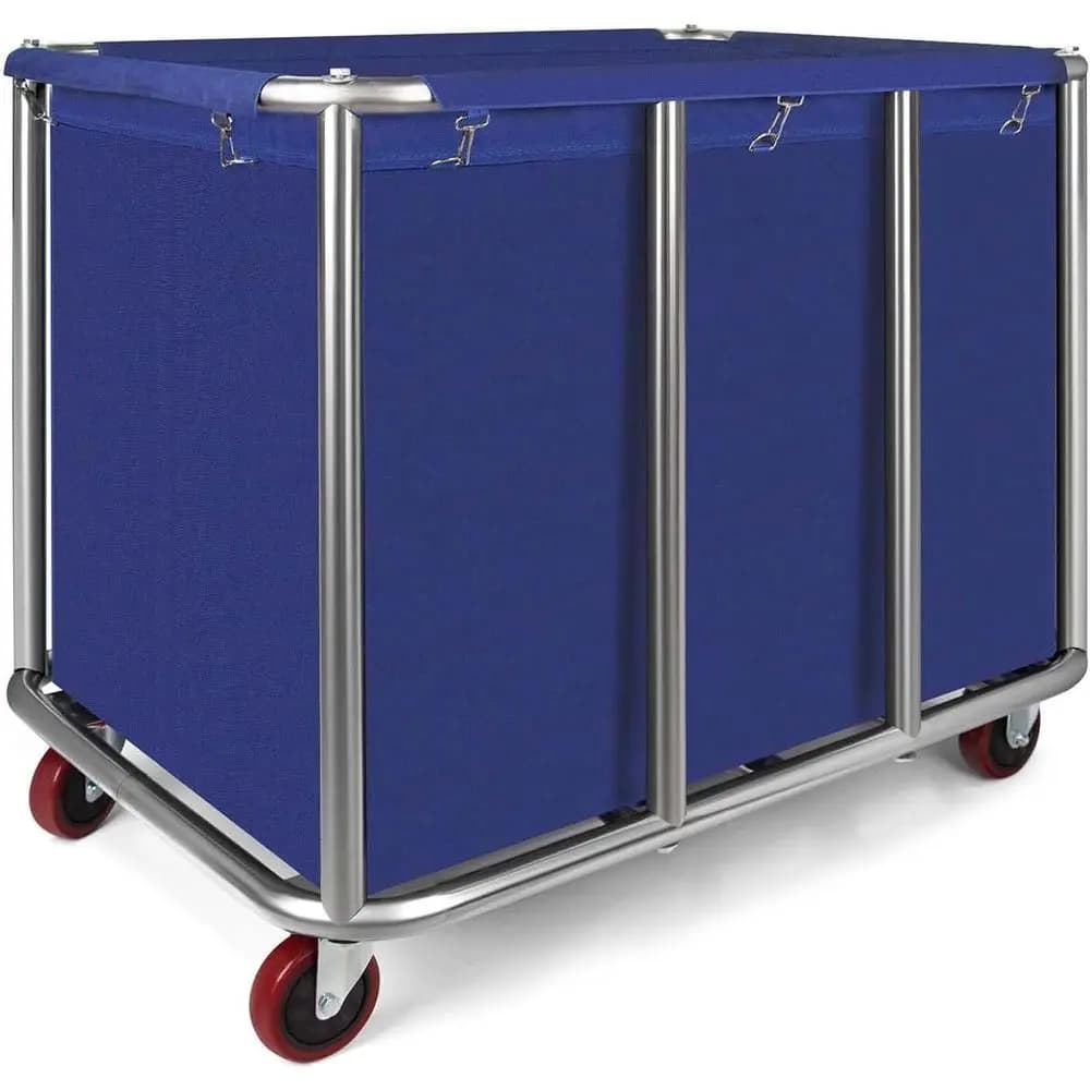 Carrello Portabiancheria Grande da 470L con Ruote e Borsa Impermeabile, Ideale per Casa, Hotel, Ospedale (Blu)