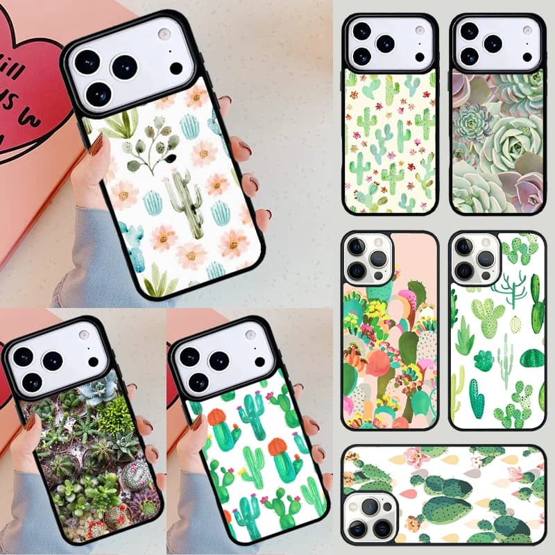 Cover per iPhone con motivo cactus acquerello per Apple iPhone 17 Air 16E 15 14 Plus 13 12 11 Pro Max Mini