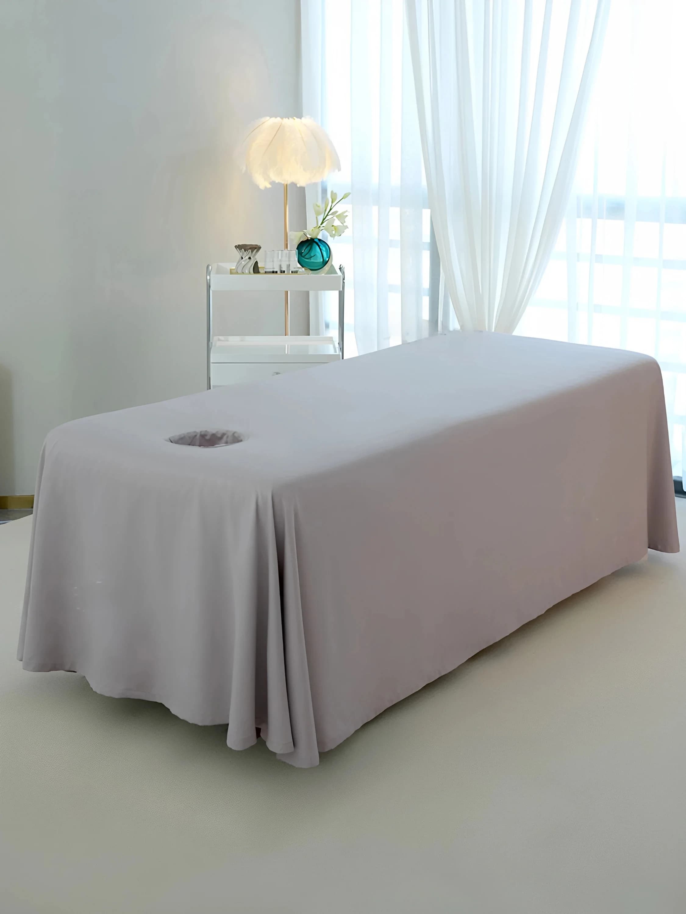 Massage Cot Cover for Beauty Salon, Easy to Wash, Unique Piece with Big Hole, Modern and Simple Style, Polyester Fabric