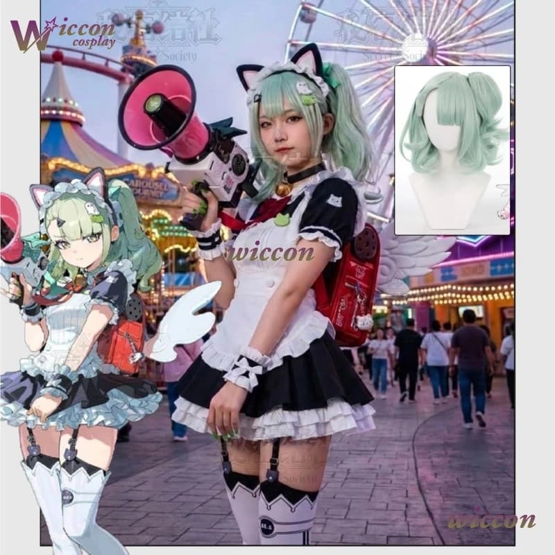 Costume Cosplay Youk Game Zenless Zone Zero Dreaming Angel Sunna, Abito da Cameriera con Parrucca, Set Completo per Tea Time, Costume Dolce da Donna con Borsa