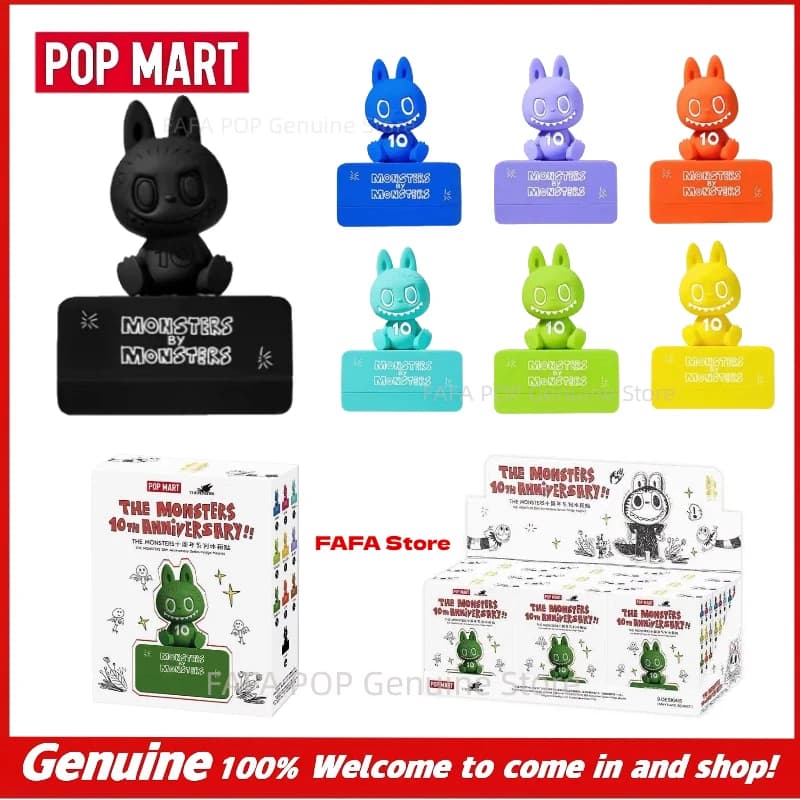 POPMART THEMONSTERS Serie 10° Anniversario, Adesivi in Vetro Satinato, Blind Box LABUBU, Collezione Regali Pop Culture, Giocattoli