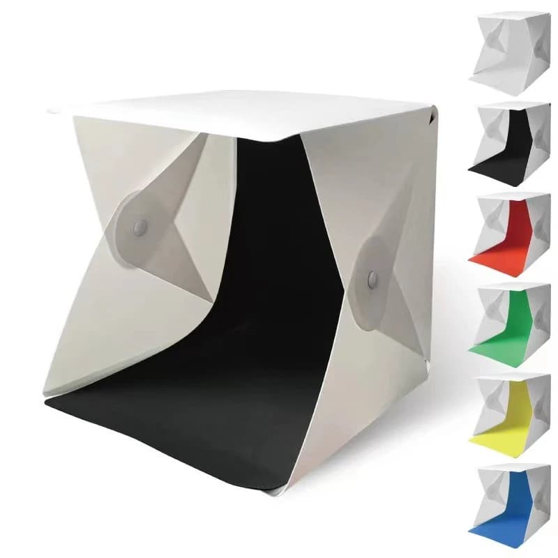 Foldable photo booth Softbox Light Box Mini Photo Studio Box with light strip 22 * 23 * 24 cmBackdrop Booth 2-6 optional colors