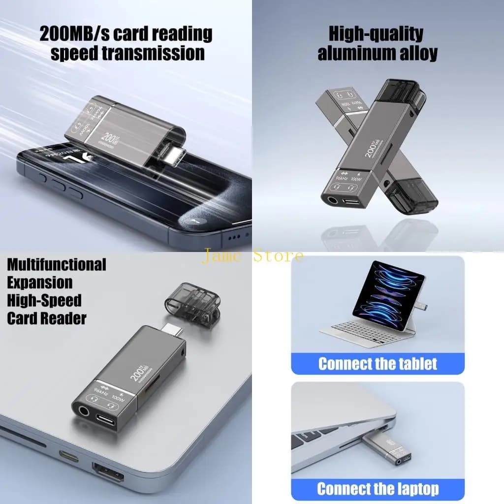 LX0B USB C To Headphone Jacks Converters With PD100W Power Delivery for Laptop Tablets