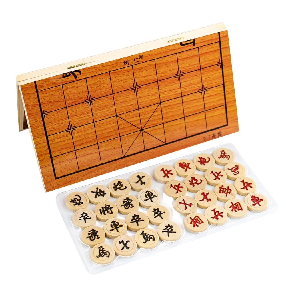 Set di Scacchi Cinesi in Legno, Gioco da Tavolo Pieghevole, Scacchi Cinesi in Scatola, Gioco di Scacchi Portatile per Viaggi all'Aperto, Gioco Puzzle, Regalo per Bambini
