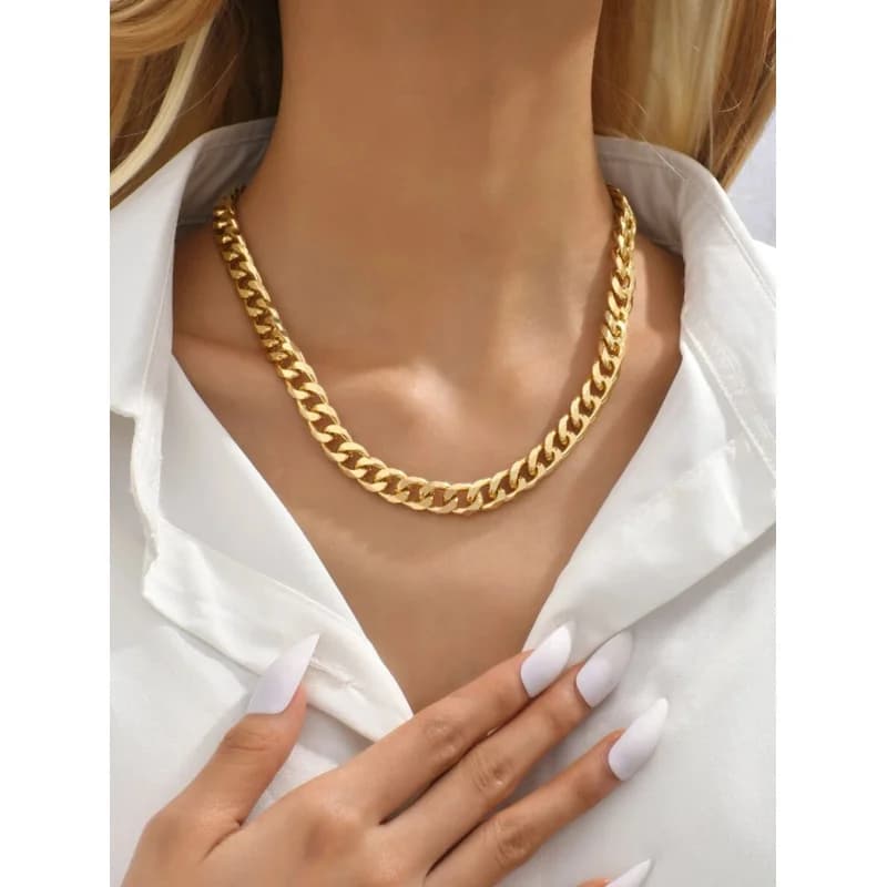 1pc Punk Style Metal Thick Chain Necklace For Women Gothic Statement Chokers Vintage Retro Jewelry Gift for Girls