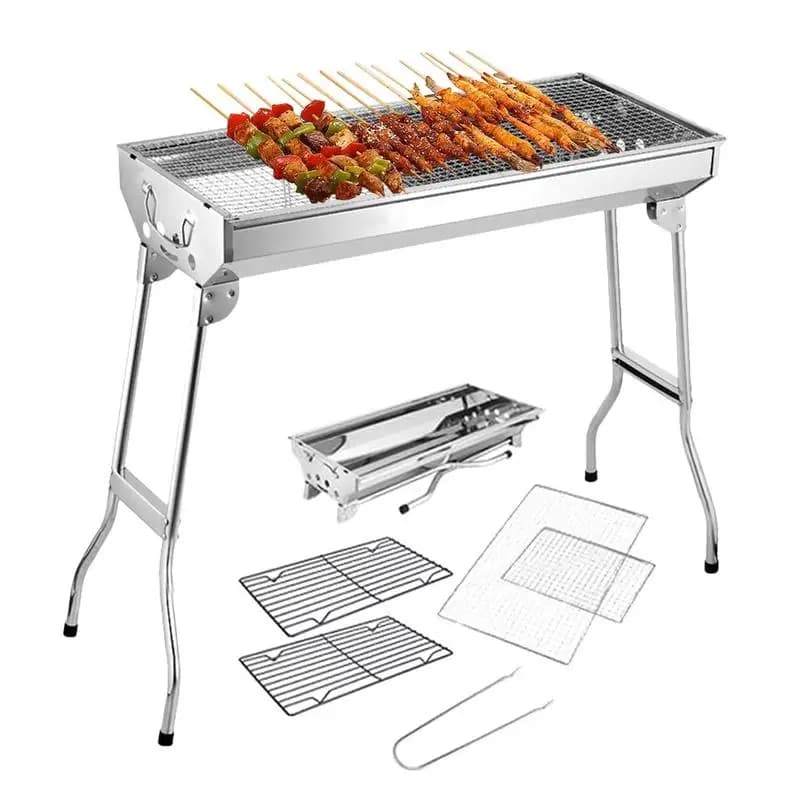 Camping charcoal grill folding stove for Barbecue portable stainless steel large Barbecue Grill Picnic pots camping oven