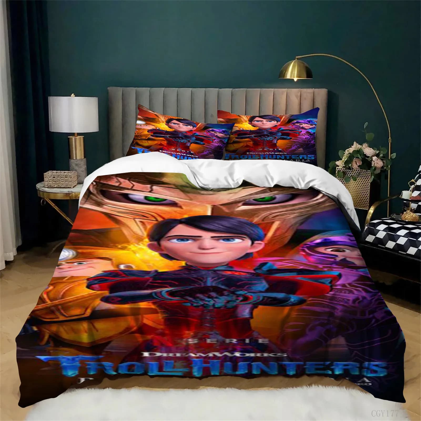 Set di biancheria da letto Troll-hun-ters da 3 pezzi per bambini, set copripiumino classico ultra morbido per tutte le stagioni, copripiumino leggero con disegni con stampa 3D