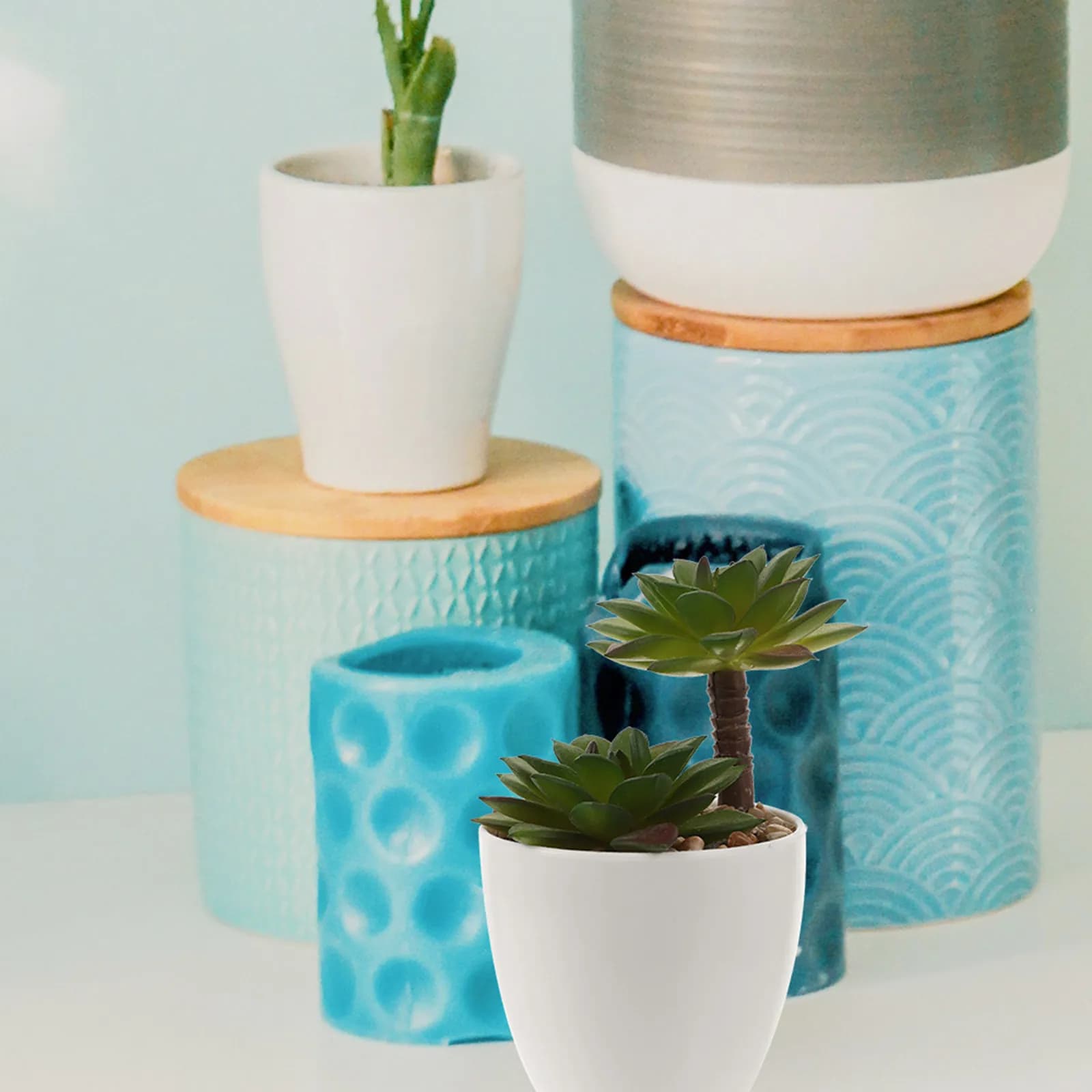 Artificial Succulent Plant Pot Simulation Faux Succulent Ornament Decorative Potted Plants Artificial Home Office Desk Garden