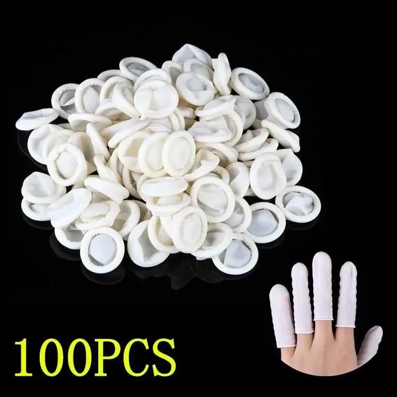 100 pezzi ditali per nail art guanti in lattice di gomma protezione protettiva copertura punta delle dita piccoli strumenti bianchi