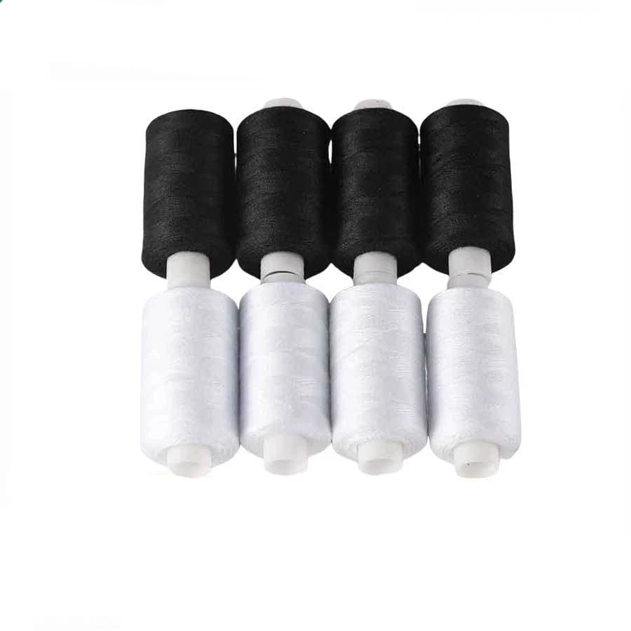 2 pezzi 500 metri filo per cucire set di fili in poliestere fili da cucire bianchi neri resistenti e durevoli per macchine a mano cuciture