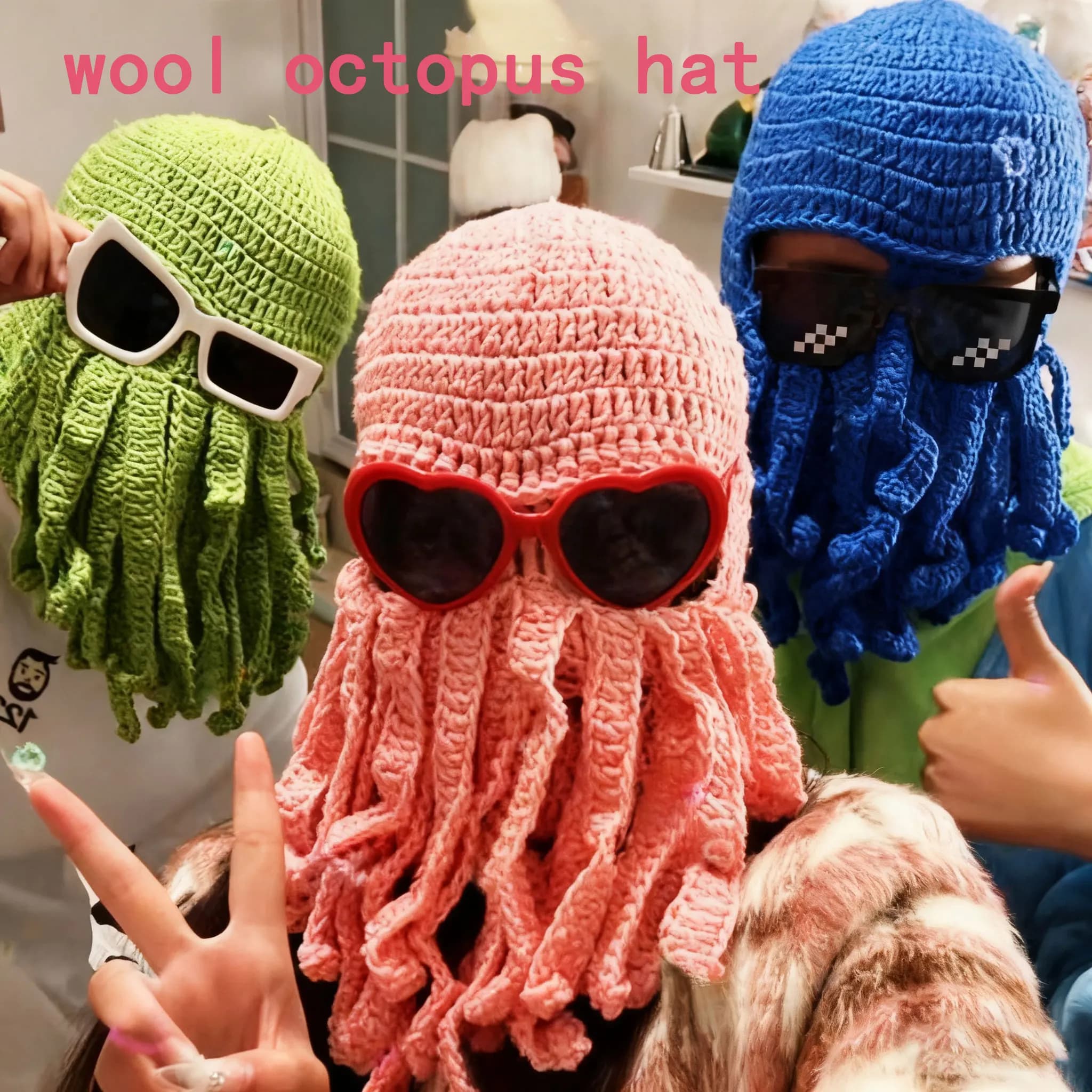 Cappello da polpo lavorato a maglia stravagante fatto a mano, accessorio cosplay unico, elegante cappello da polpo