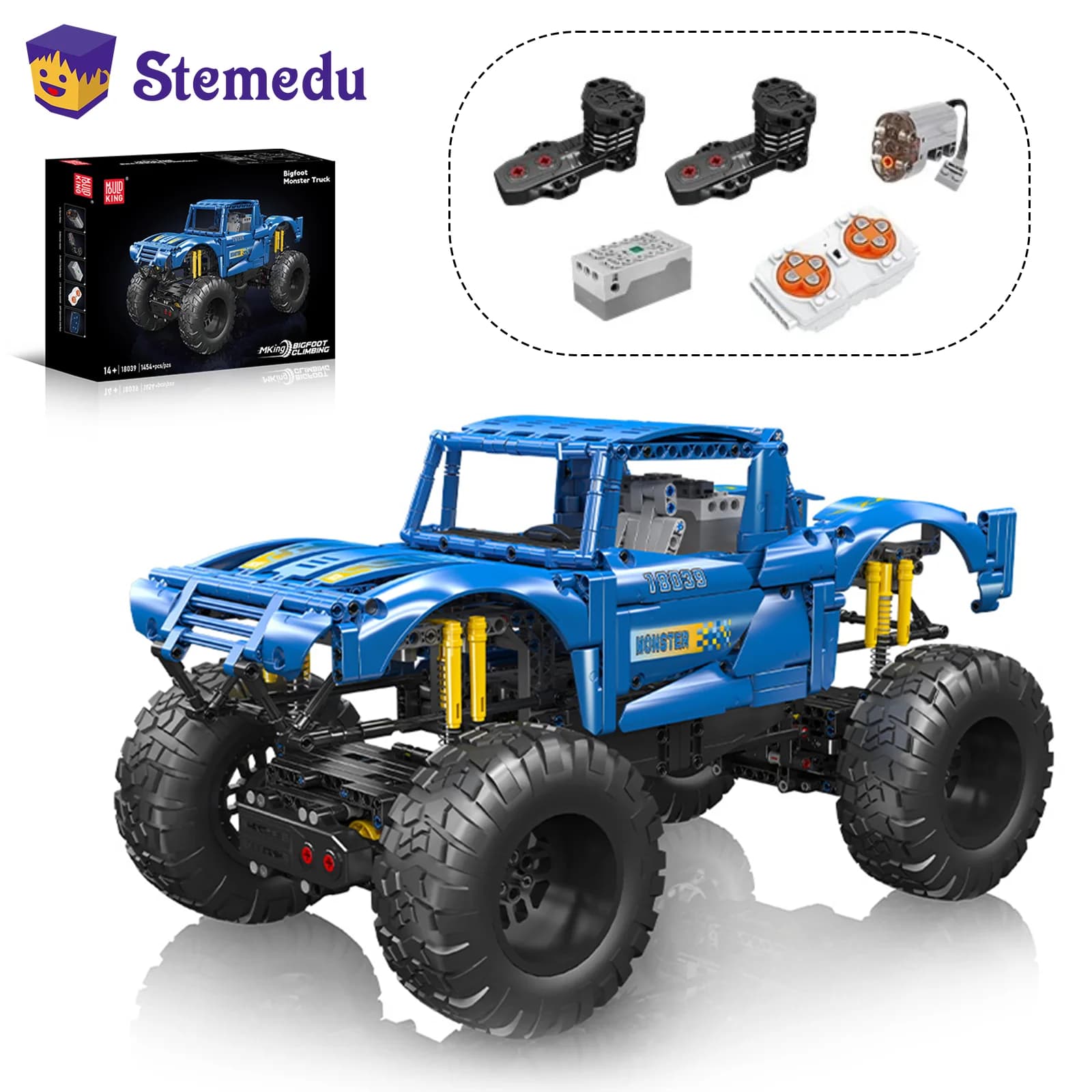 Mould King 18039 Technical Car Toys Remote Control Bigfoot Truck Building Block Assembly Car Bricks Set Kids Christmas Gift
