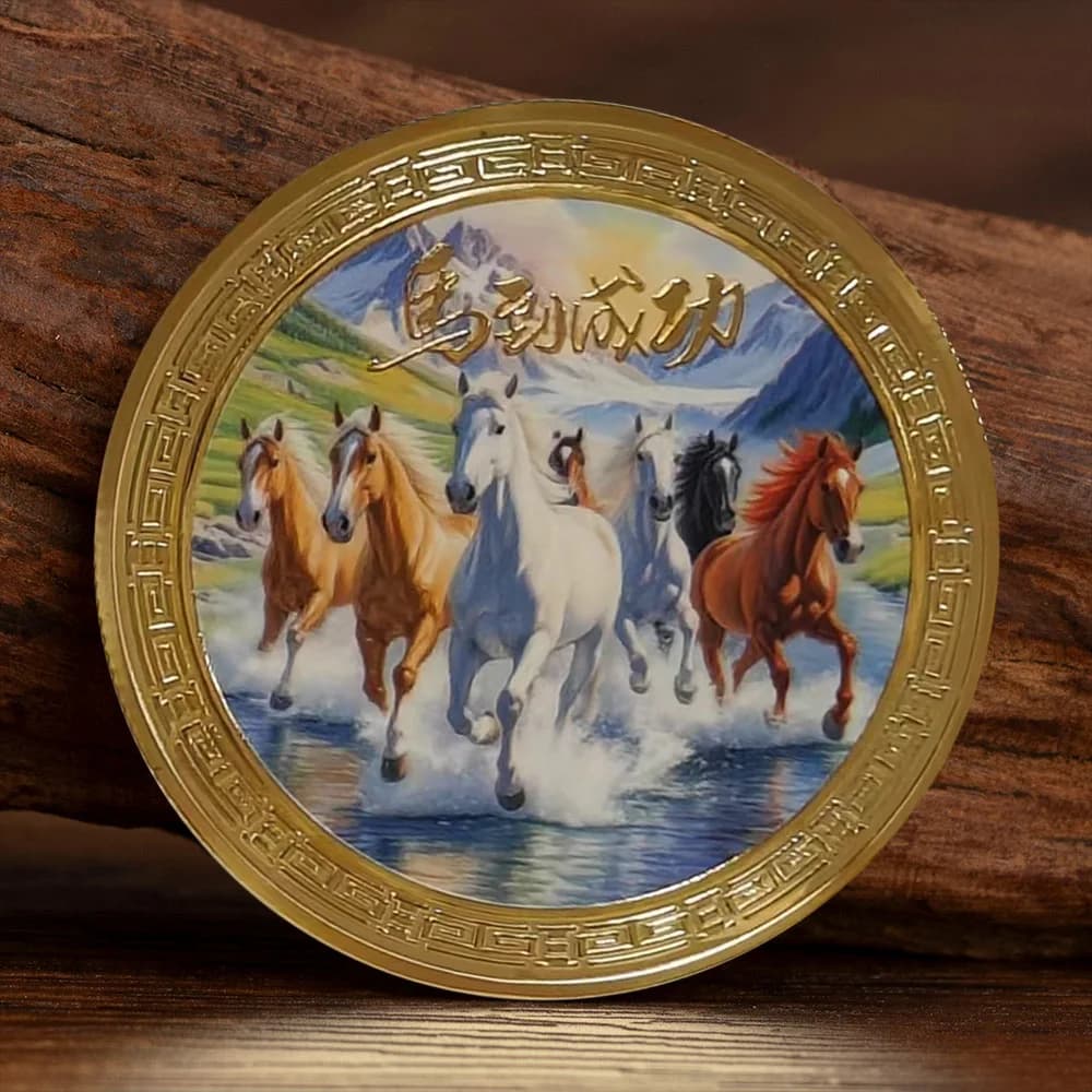Gold-Plated Commemorative Coin for "Immediate Success" - Creative Lucky Zodiac Horse Collectible Coin