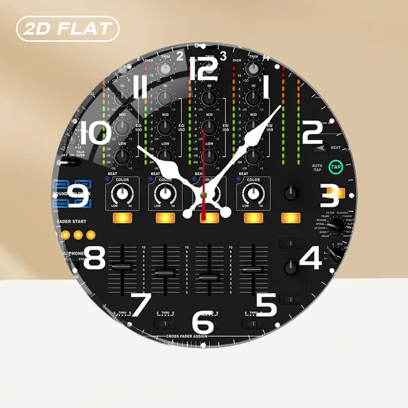 Silent Round Wall Clock in Acrylic for DJ Mixing Station, No Ticking, for Home Furniture, Office, Room, Living Room, Bedroom, Kitchen, Gift
