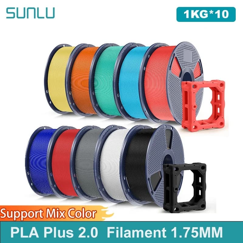 SUNLU 10KG PLA+2.0 3D Printer Filament Tougher and Stronger PLA Plus Filament 1000G/Roll 1.75mm 3D Filament Fit for FDM 3D Print
