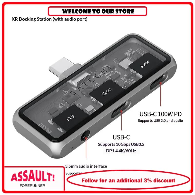 Satechi Portable XR/AR USB-C Hub 100W PD for MacBook Pro/Air iPad iPhone Steam Deck Nintendo Switch