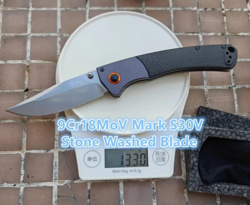 BM Chinese laminated steel Damascus / 9Cr18MoV Carbon Fiber Aluminium Copper Washer Outdoor Camp Tool Kitchen Hike Utility Knife