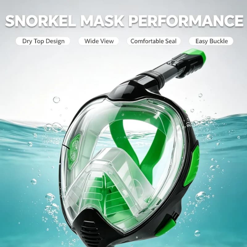 Full Face Snorkel Mask Anti Fog 180 Degree View Dry Top System For Pool Ocean Swimming Adventure Gear