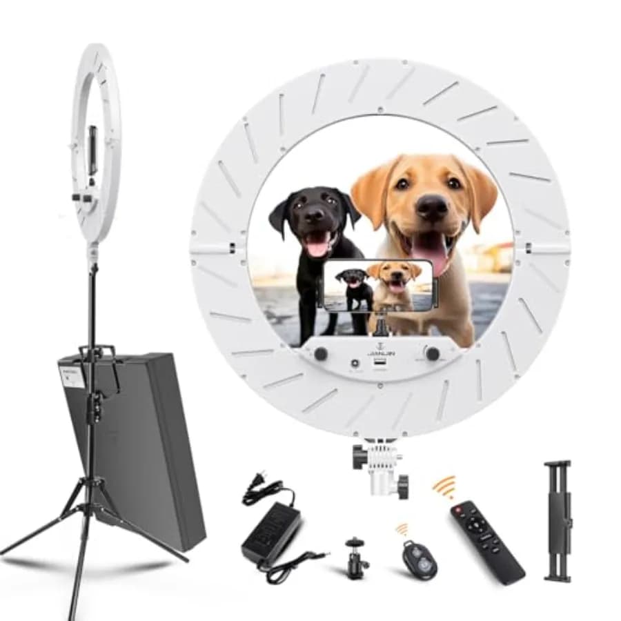 Ring Light Kit:18"/45cm Outer 55W6700k Dimmable LED Light, Tripod Stand, Remote Controller, Box for Camera, Smartphone, YouTube